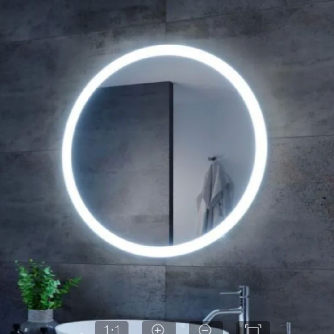 Oglinda LED Rotunda, 70cm, Noxia Touch, Sistem Dezaburire, Dimabila