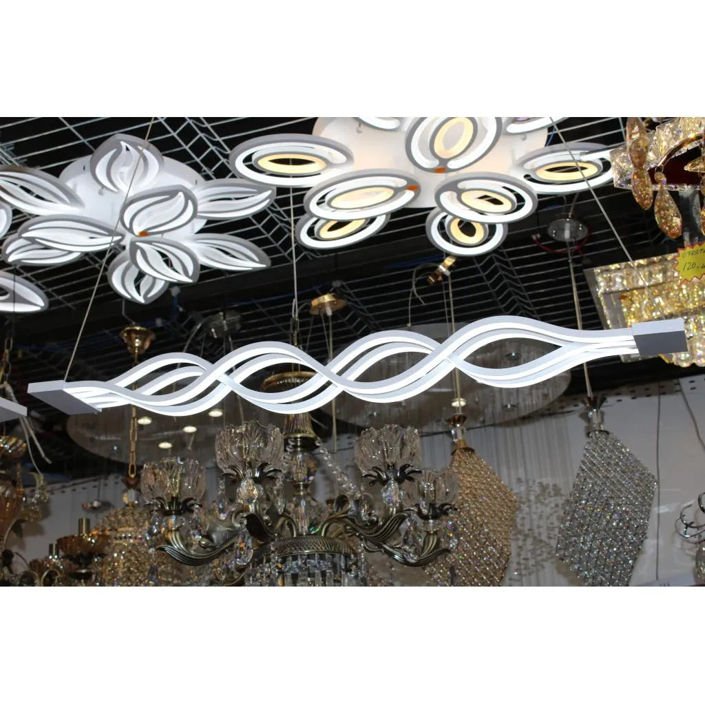 Lustra LED suspendata cu telecomanda WAVE, 105W, Lumina Rece/Calda/Neutra, Dimabila, Alb, Inaltime Reglabila