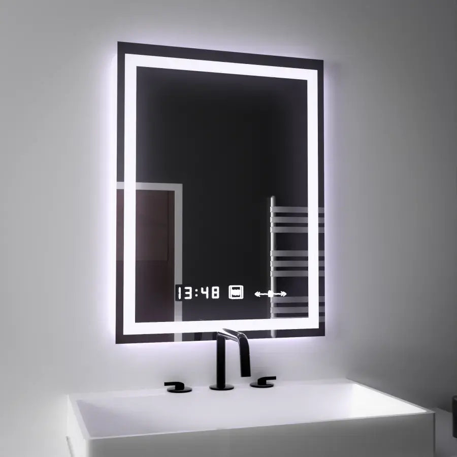 Oglinda LED Rectangulara, 45x60cm, Verite MotionGlow Marcello, Sistem Dezaburire, Ceas & Termometru, Dimabila