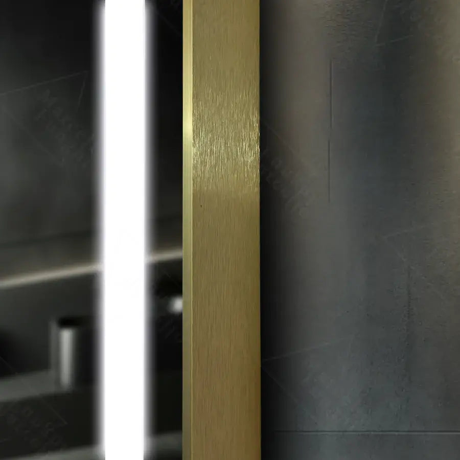 Oglinda LED Rectangulara, 75x90cm, Verite Royale Gold MotionGlow Marcello, Sistem Dezaburire, Ceas & Termometru, Dimabila