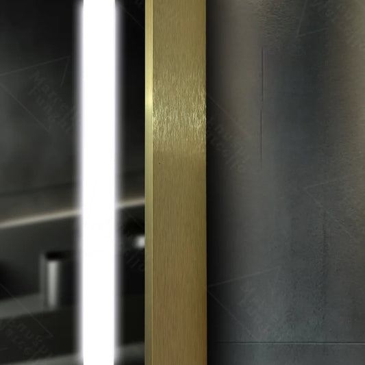 Oglinda LED Rectangulara, 60x80cm, Verite Royale Gold MotionGlow Marcello, Sistem Dezaburire, Ceas & Termometru, Dimabila