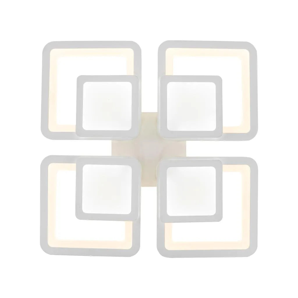 Lustra LED cu telecomanda SUSAN, 77W, 4 Patrate, lumina Rece/Calda/Neutra, Dimabila, Alb