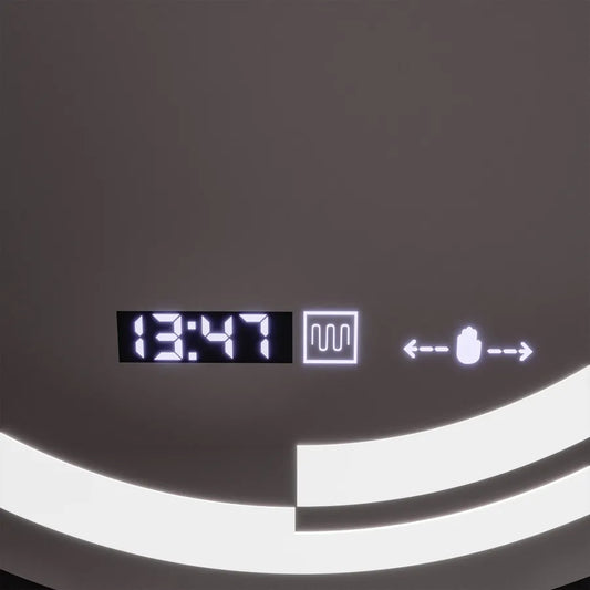 Oglinda LED Rotunda, 60cm, Senzor MotionGlow Consuel Marcello, Sistem Dezaburire, Ceas & Termometru, Dimabila