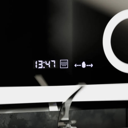 Oglinda LED Rectangulara, 80x80cm, Souverain MotionGlow Marcello, Sistem Dezaburire, Ceas & Termometru, Lupa Cosmetica, Dimabila