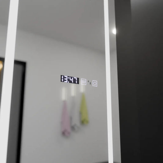 Oglinda LED Rectangulara, 45x140cm, Giulia Senzor Radar Marcello, Sistem Dezaburire, Ceas & Termometru, Dimabila, Dressing Couture