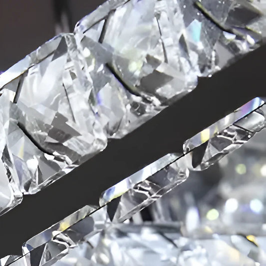 Lustra LED cu cristal ROYALO ROTONDA, 26W, 2 Cercuri, lumina Rece/Calda/Neutra, Crom Lucios