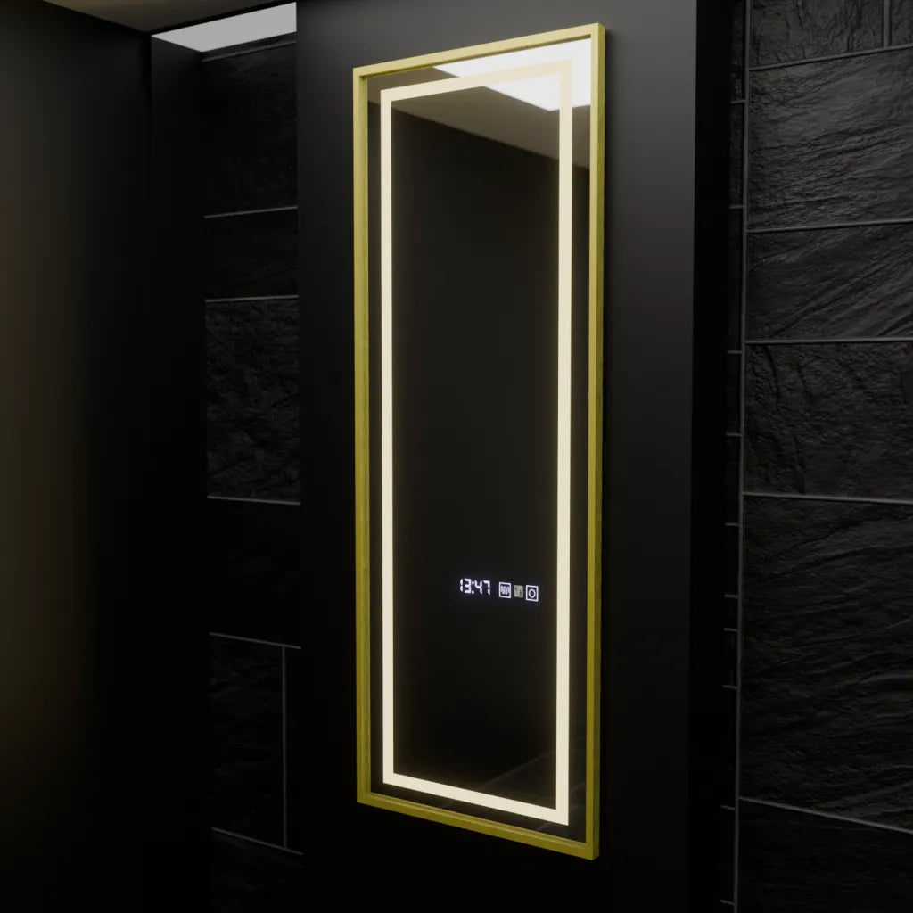 Oglinda LED Rectangulara, 45x140cm, Elena Senzor Radar Marcello, Sistem Dezaburire, Ceas & Termometru, Dimabila, Dressing Couture