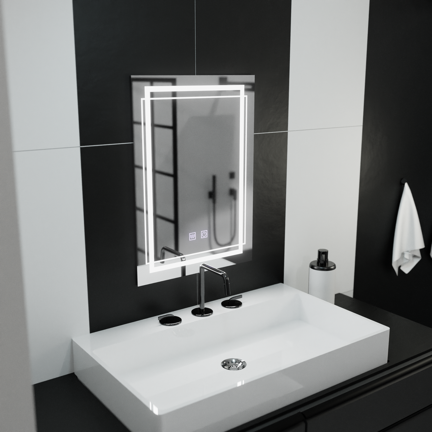 Oglinda LED Rectangulara, 50x70cm, Koven Touch, Sistem Dezaburire