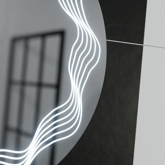 Oglinda LED Rotunda 60cm, Flusso Touch, Sistem Dezaburire, Dimabila
