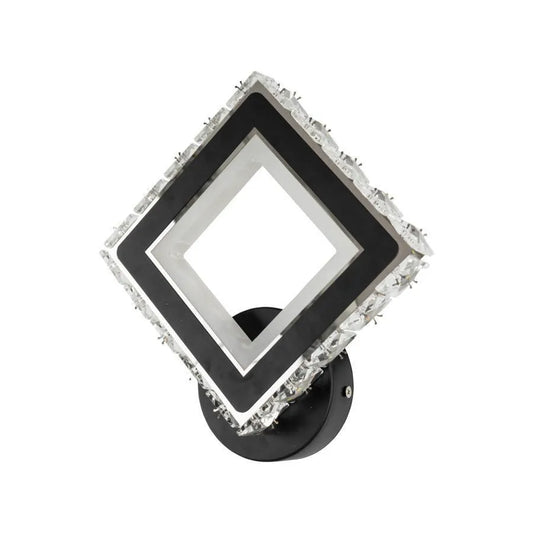 Aplica LED TERRANO cu Cristale, Patrat, 24W, Lumina Rece/Calda/Neutra, Negru & Inox