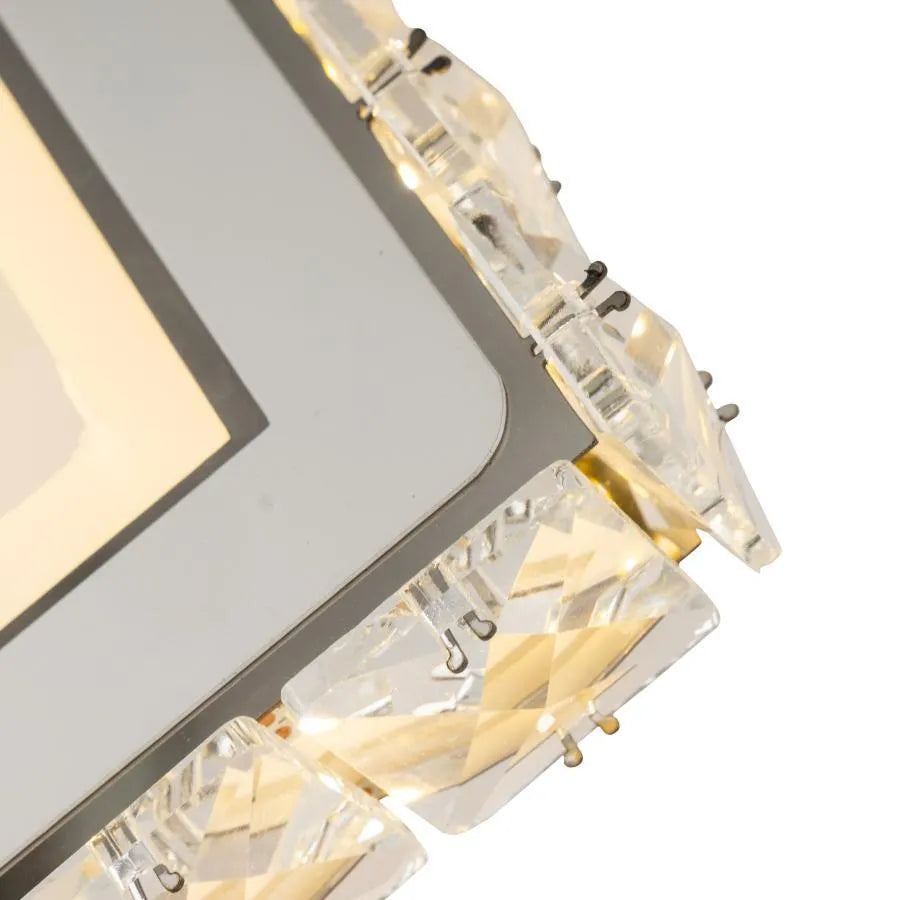 Aplica LED TERRANO cu Cristale, Patrat, 24W, Lumina Rece/Calda/Neutra, Alb & Inox