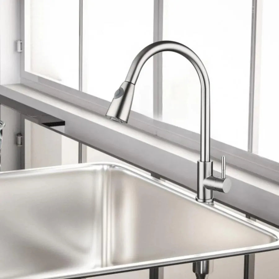 Baterie Bucatarie cu Dus Extractibil, Inox SUS304, Satinat, CF017