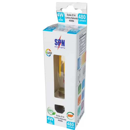 Bec LED Filament Lumanare E14 4W=45W 4000K