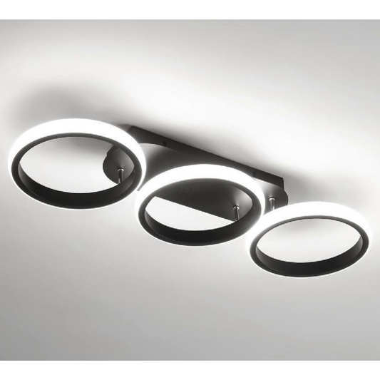 Lustra LED ELIO Toscano , 24W, 3 Cercuri, Lumina Rece/Calda/Neutra,Dimabila Negru