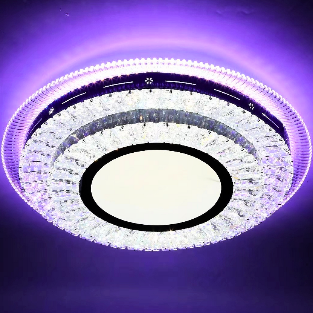 Lustra LED cu telecomanda MIRALUX Krysola, 96W, lumina Rece/Calda/RGB, Dimabila, Negru