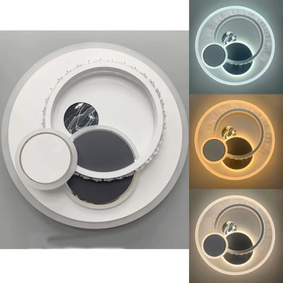 Lustra LED HELIOX, 43W, 4 Cercuri, lumina Rece/Calda/Neutra, Negru