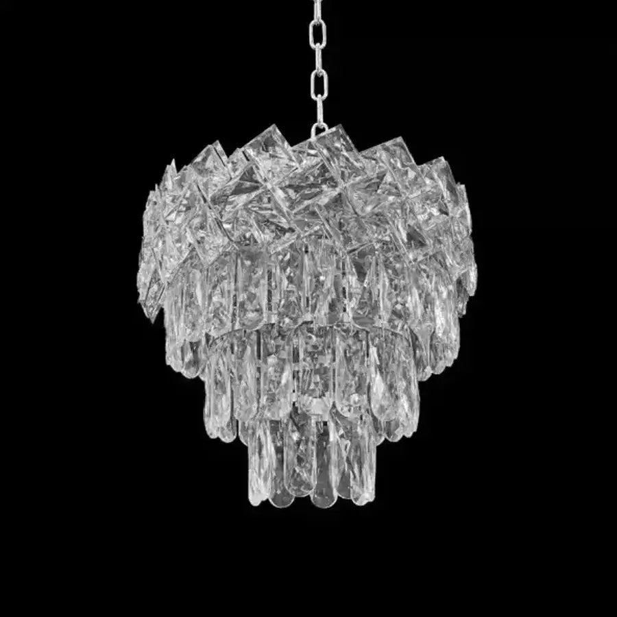 Candelabru Cristal WINDSOR Petito 3xE27, Diametru 30cm, Crom Lucios, Inaltime Reglabila