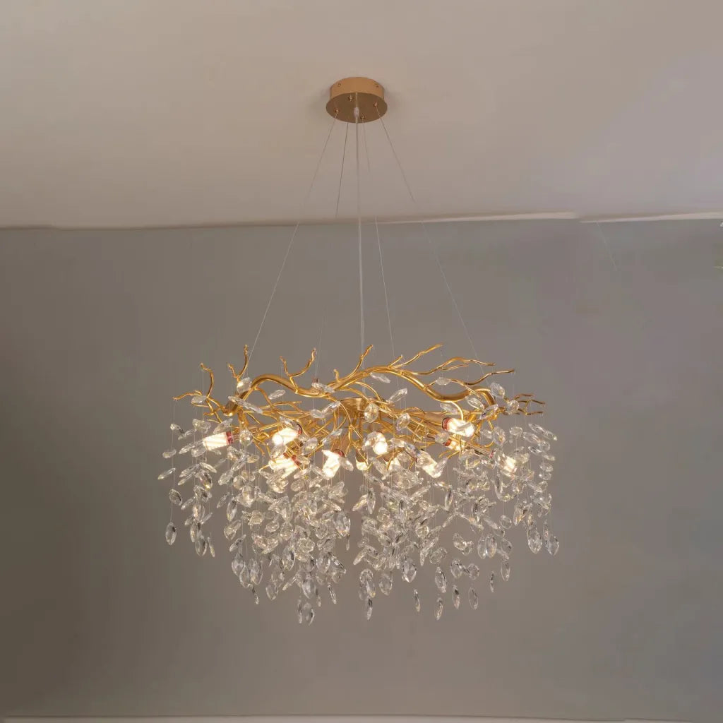 Candelabru Cristal WALTZ Rhapsody, 5x G9, Auriu, 45cm, Inaltime Reglabila