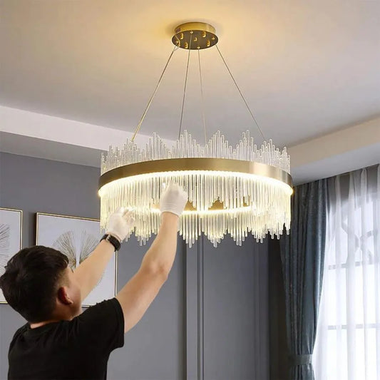 Candelabru LED cu Telecomanda Lazaro 63W Dimabil Auriu