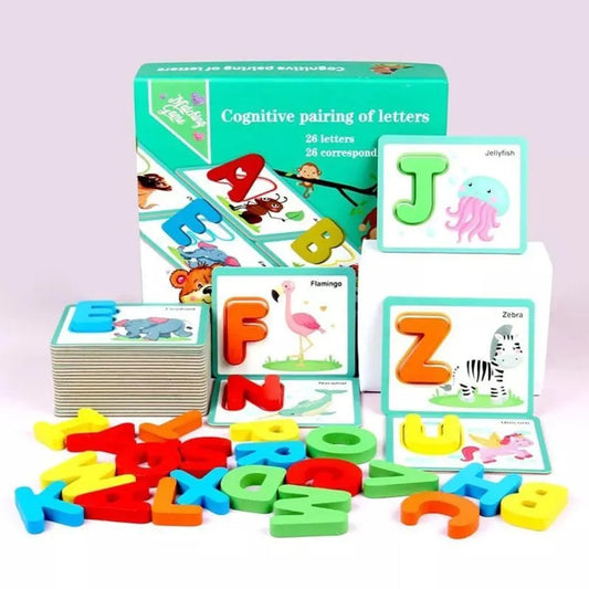 Joc Cognitiv si Educativ cu Animalute si Litere, 53 Piese, Carton