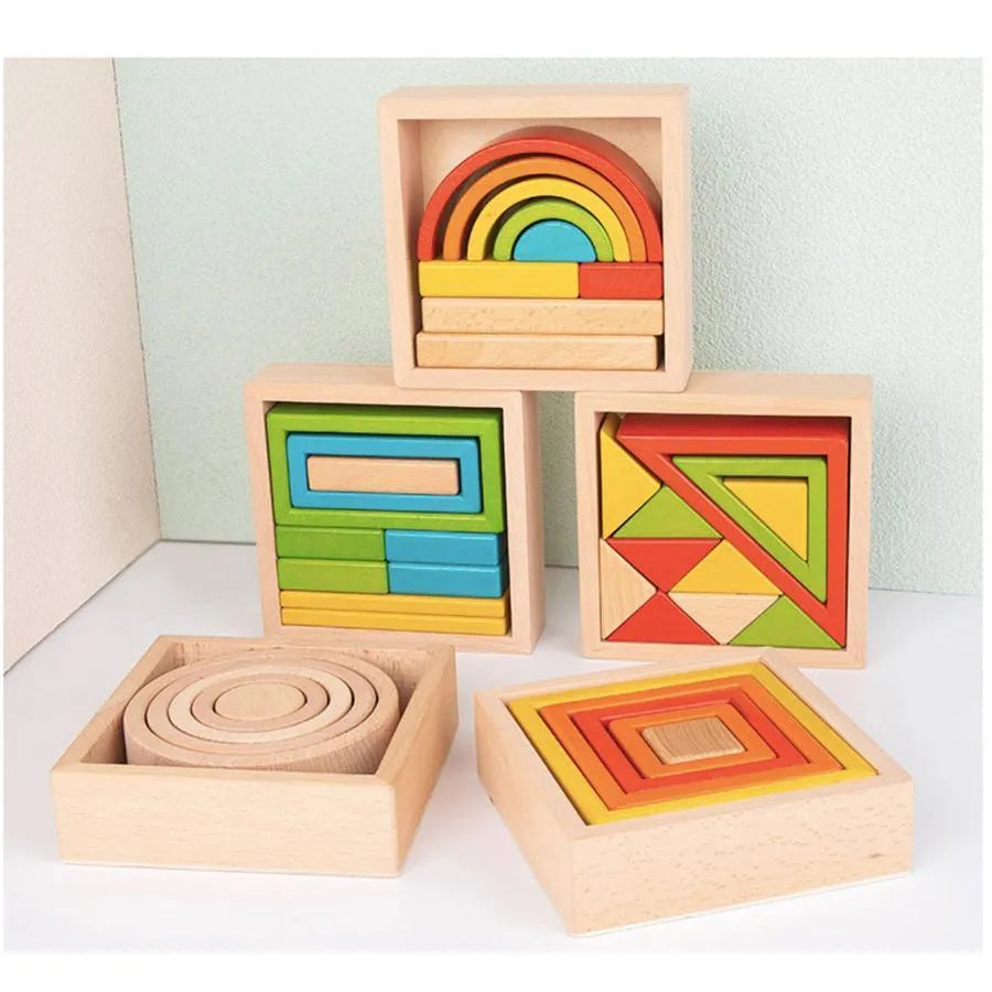 Joc tip Puzzle Curcubeul Fermecat, 10 Piese, Multicolor, Lemn