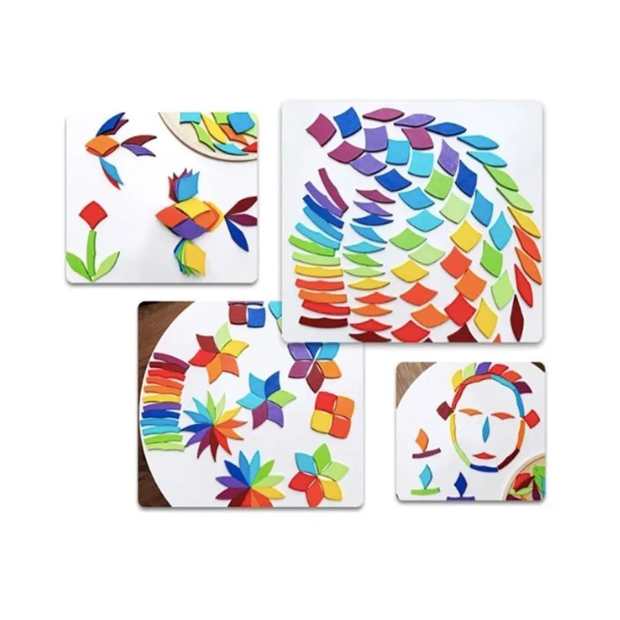 Joc tip Puzzle Mandala Multicolora, 45 Piese, Lemn
