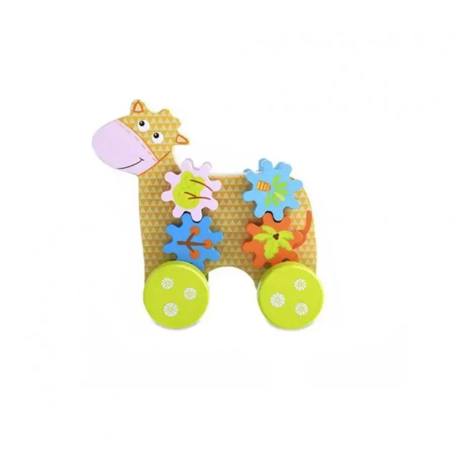 Jucarie Cognitiva Multicolor din Lemn in Forma de Vacuta