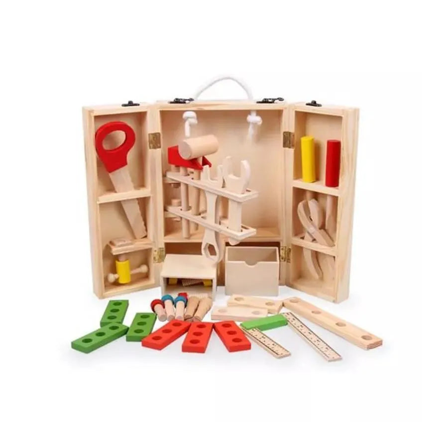 Jucarie tip Cutie cu Scule, 40 Piese, Lemn