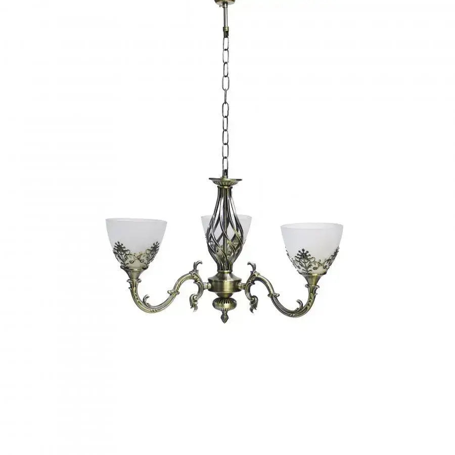 Lustra Rustic COTTAGE, 3*E27, Bronz Antichizat, Metal si Sticla