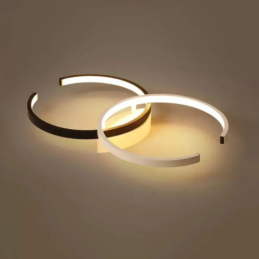 Lustra LED cu telecomanda VECTOR SEMIARC, 28W, 2 Elemente, lumina Rece/Calda/Neutra, Dimabila, Negru Alb