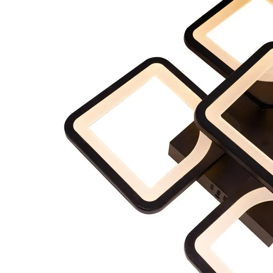 Lustra LED cu telecomanda ZOE 5 Patrate, 68W, Lumina Rece/Calda/Neutra, Dimabila, Negru