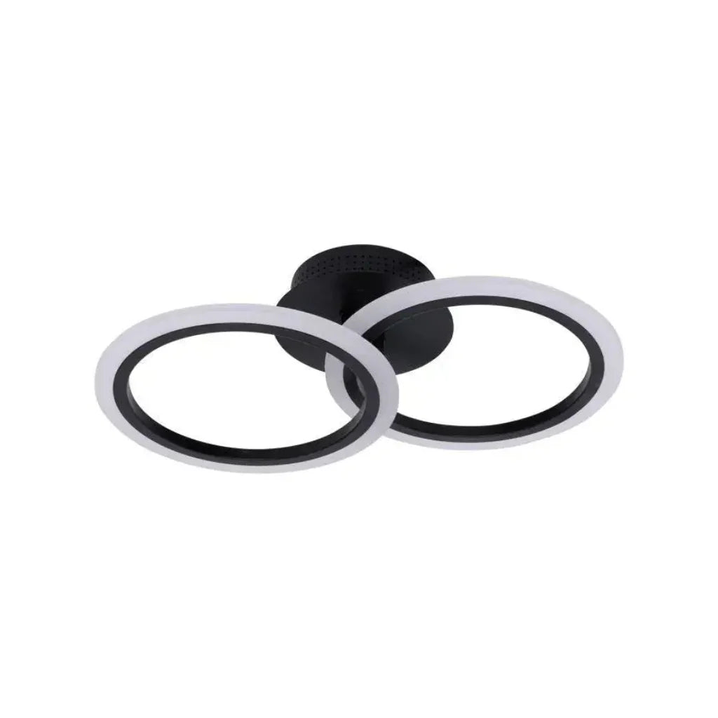 Lustra LED cu telecomanda BETTY, 28W, 2 Cercuri, lumina Rece/Calda/Neutra, Dimabila, Negru