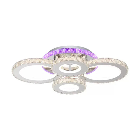 Lustra LED cu telecomanda si cristal NOVA ROTONDA RGB, 72W, 4 Cercuri, lumina Rece/Calda/Neutra, Dimabila, Negru