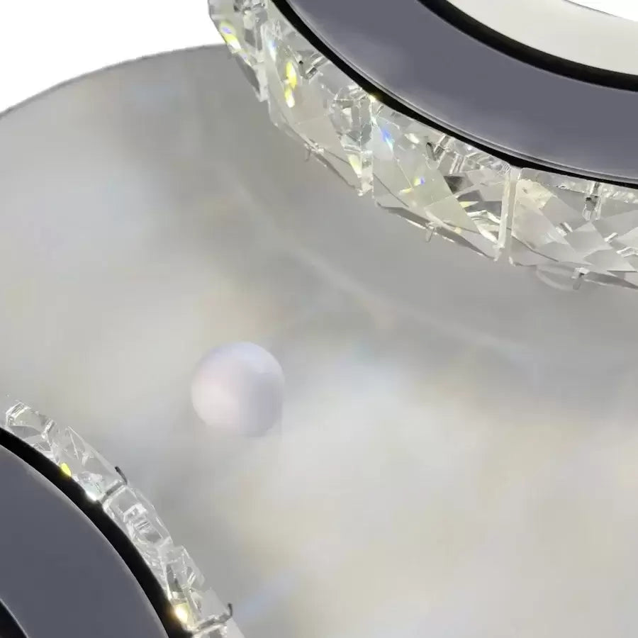 Lustra LED cu telecomanda si cristal NOVA ROTONDA, 29W, 2 Cercuri, lumina Rece/Calda/Neutra, Alb