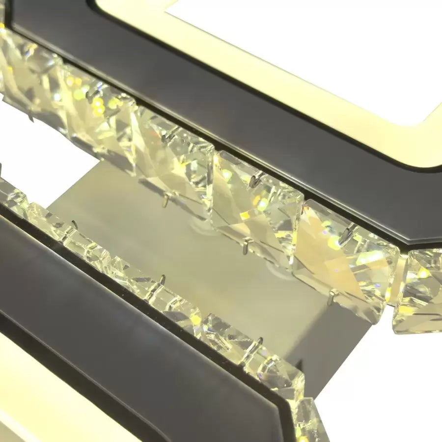 Lustra LED cu telecomanda si cristal QUADRIS, 24W, 2 Patrate, lumina Rece/Calda/Neutra, Dimabila, Alb