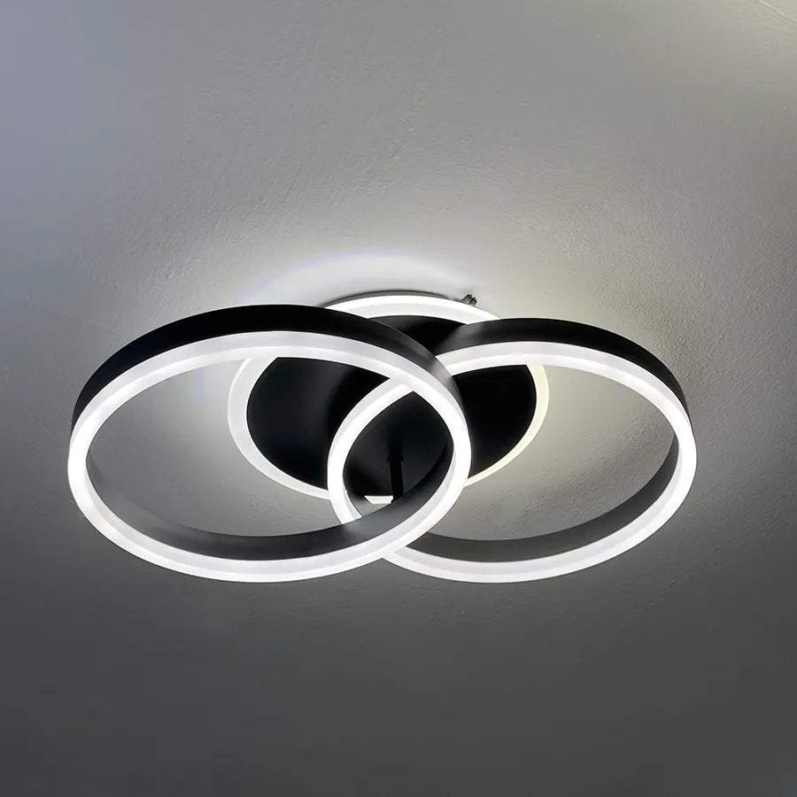 Lustra LED cu telecomanda ELISABETH, 55W, 2 Cercuri, lumina Rece/Calda/Neutra, Dimabila, Negru