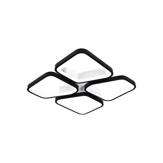 Lustra LED cu telecomanda DAIKI, 79W, 4 Patrate, lumina Rece/Calda/Neutra, Dimabila, Negru