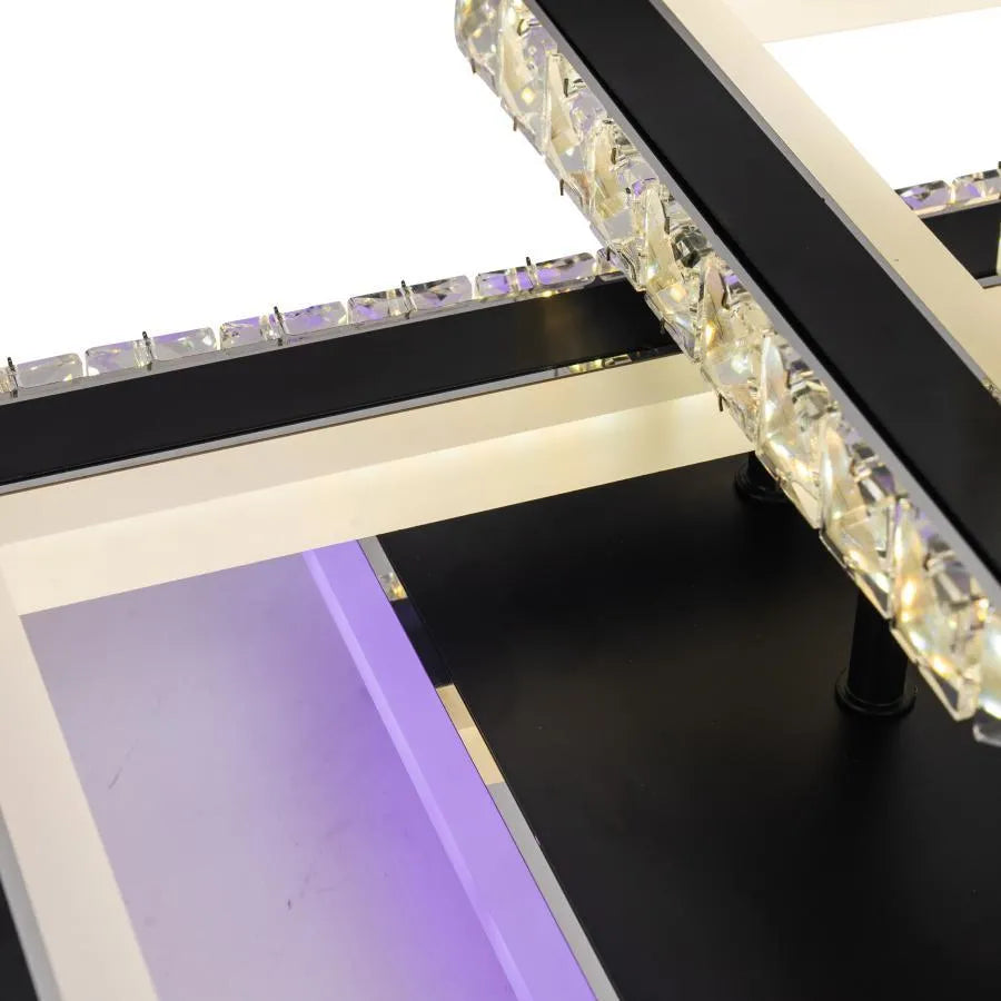 Lustra LED cu telecomanda si cristal NOVA QUADRIA RGB, 154W, 3 Patrate, lumina Rece/Calda/Neutra, Dimabila, Negru