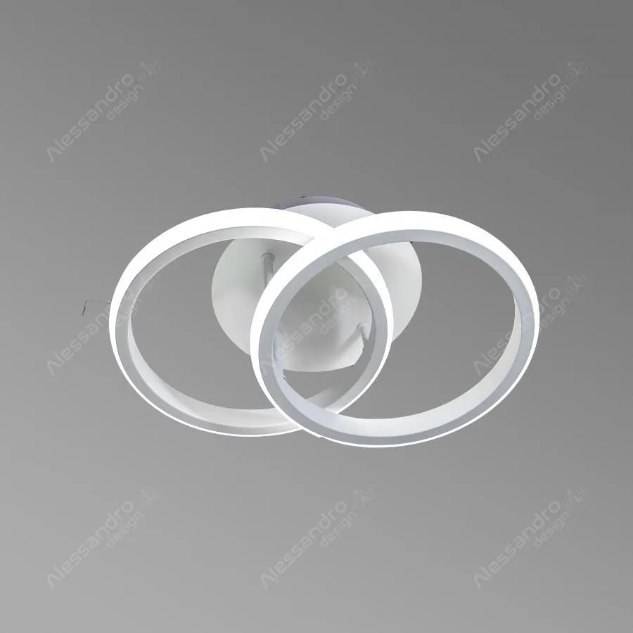 Lustra LED VERTEX Circula Cercuri Suprapuse, 44W, 2 Cercuri, Lumina Rece/Calda/Neutra, Alb