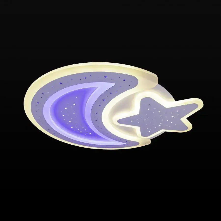 Lustra LED Luna si Stea RGB cu telecomanda Coralia 80W Lumina Rece/Calda/Neutra Dimabila Alb