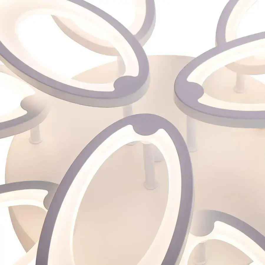 Lustra LED cu telecomanda SUNFLOWER, 98W, 9 Elemente, lumina Rece/Calda/Neutra, Dimabila, Alb