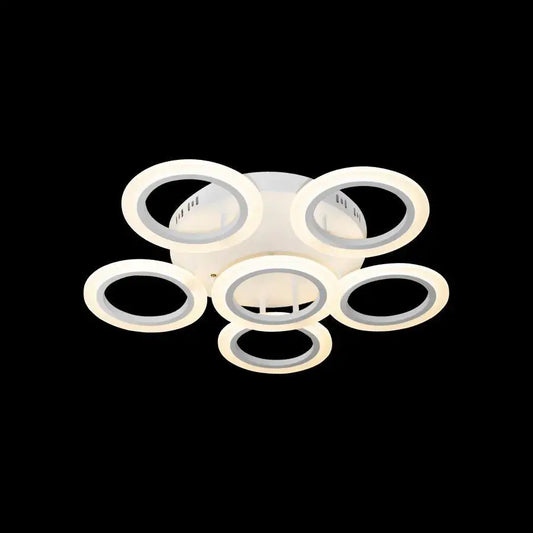 Lustra LED cu telecomanda BOEME, 50W, 6 Cercuri, lumina Rece/Calda/Neutra, Dimabila, Alb