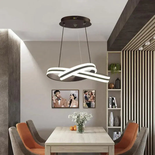 Lustra LED suspendata cu telecomanda INFINITY LOOP , 92W, lumina Rece/Calda/Neutra, Dimabila, Negru, Inaltime Reglabila