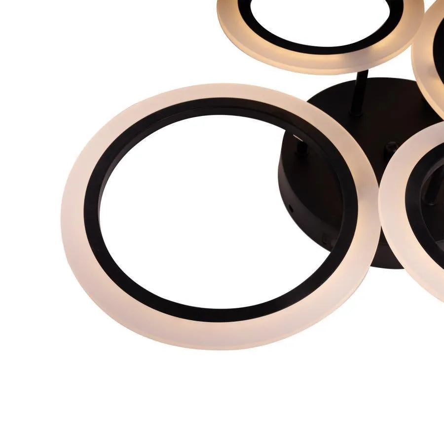 Lustra LED cu telecomanda NATHANIEL, 44W, 4 Cercuri, lumina Rece/Calda/Neutra, Dimabila, Negru