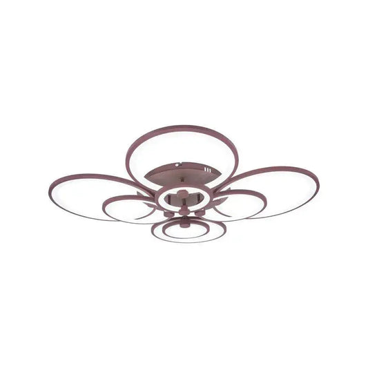 Lustra LED cu telecomanda BETTY, 200W, 8 Cercuri, lumina Rece/Calda/Neutra, Dimabila, Maro