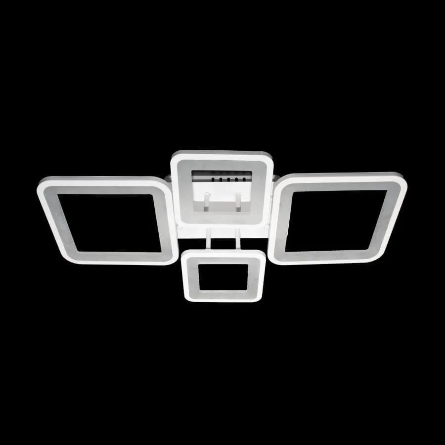 Lustra LED cu Telecomanda, ELLA, 4 Patrate, 85W, Lumina Rece/Calda/Neutra, Dimabila, Alb