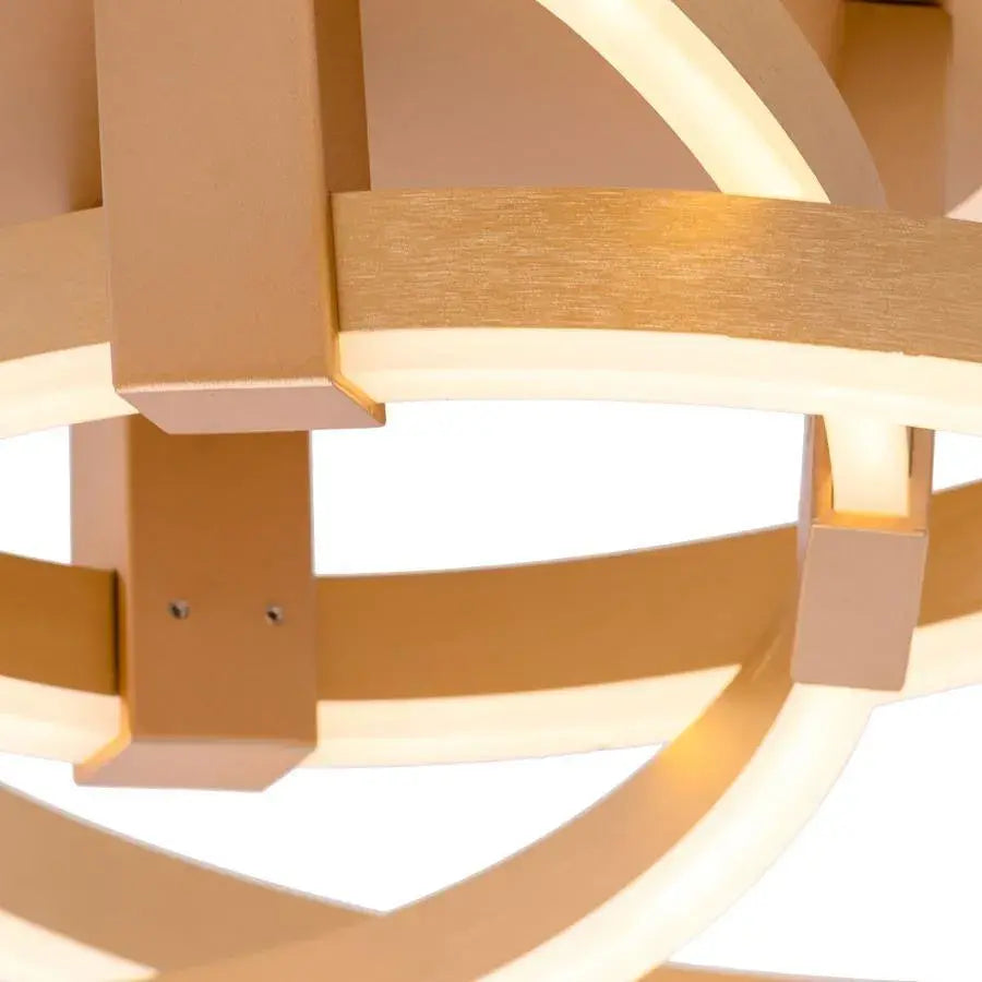 Lustra LED cu Telecomanda LYRA, 174W, 3 Cercuri, Dimabila, Auriu Periat, Lumina Rece/Calda/Neutra