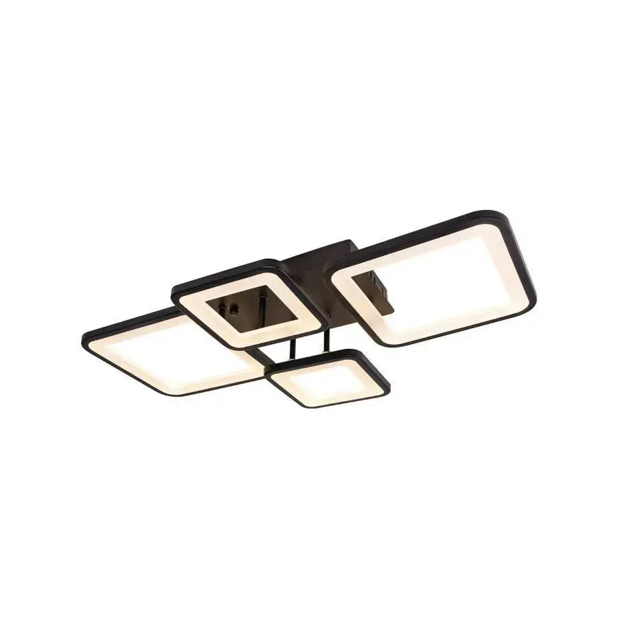 Lustra LED cu telecomanda SVANA, 106W, 4 Patrate, lumina Rece/Calda/Neutra, Dimabila, Negru