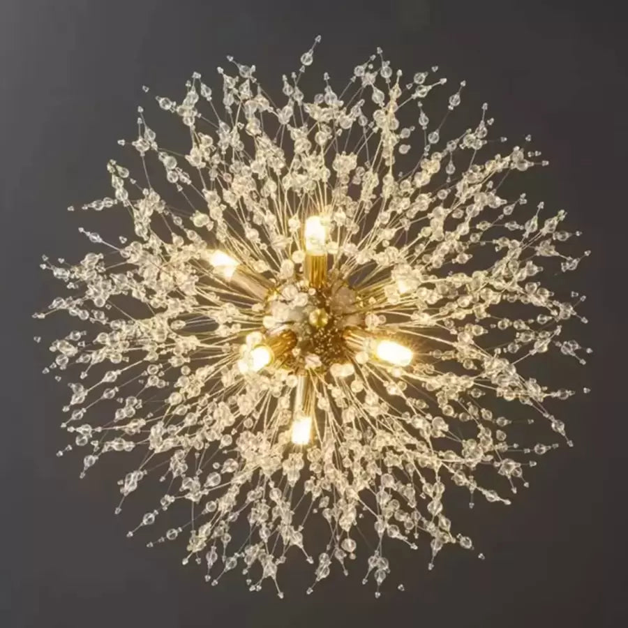 Candelabru Cristal Schönbrunn, 9x G9, Diametru 49cm, Auriu Lucios, Inaltime Reglabila