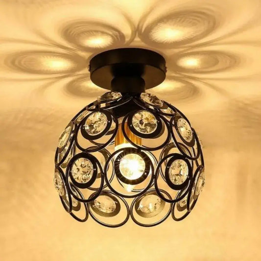Lustra Vera, 1*E27, Negru, Metal si Cristal